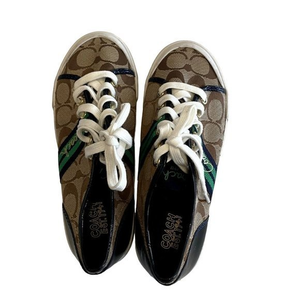 SIZE 6. COACH‎ Folly logo canvas & leather sneakers shoes.